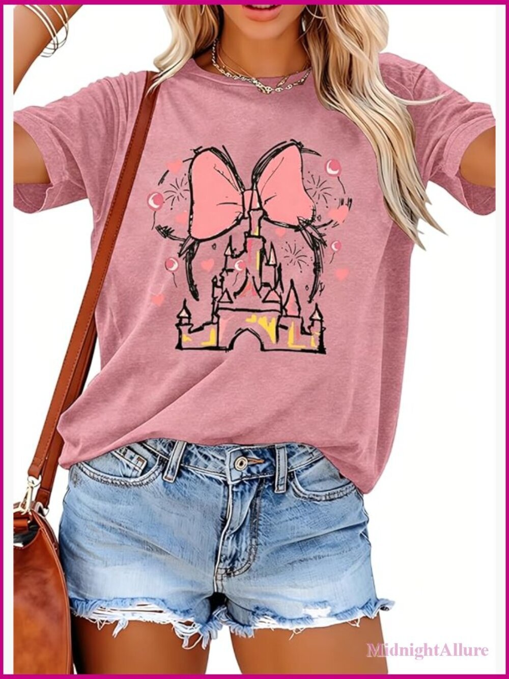 Women Magic Kingdom Castle Graphic T-Shirt Casual Holiday Tee Top